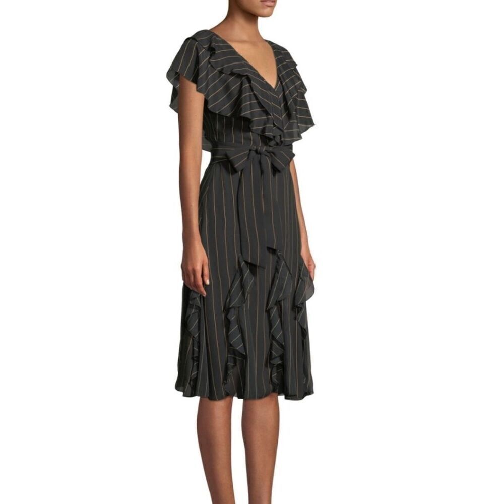 NWT Alice & Olivia Tessa Ruffle Godet Midi Dress